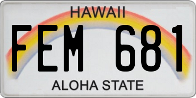 HI license plate FEM681