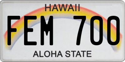 HI license plate FEM700