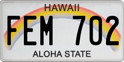 HI license plate FEM702