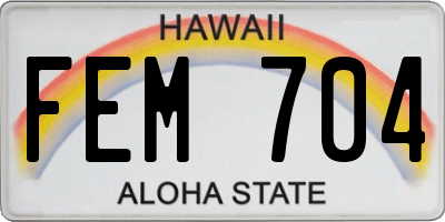 HI license plate FEM704