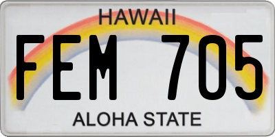 HI license plate FEM705