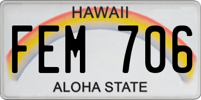 HI license plate FEM706