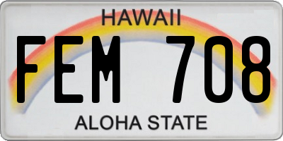 HI license plate FEM708