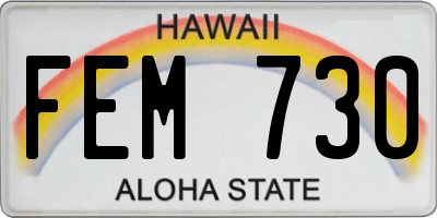 HI license plate FEM730