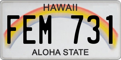 HI license plate FEM731