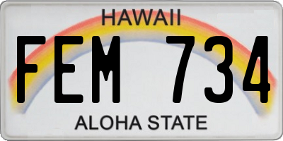 HI license plate FEM734