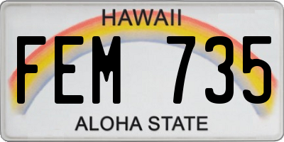 HI license plate FEM735