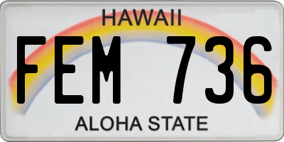 HI license plate FEM736