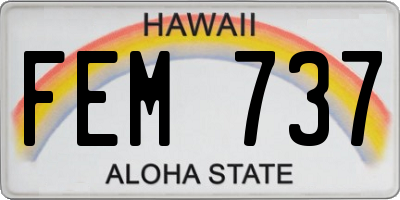 HI license plate FEM737