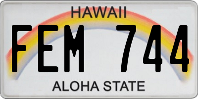 HI license plate FEM744