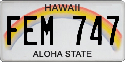 HI license plate FEM747