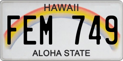 HI license plate FEM749
