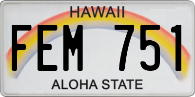 HI license plate FEM751