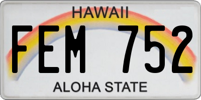 HI license plate FEM752