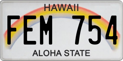 HI license plate FEM754