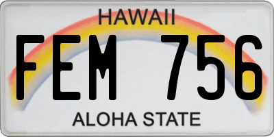 HI license plate FEM756