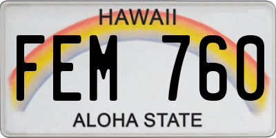 HI license plate FEM760