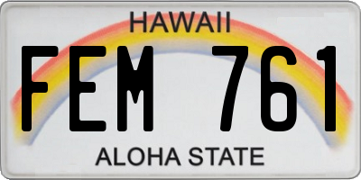 HI license plate FEM761