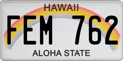 HI license plate FEM762