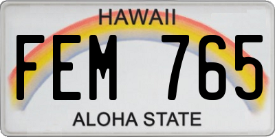 HI license plate FEM765