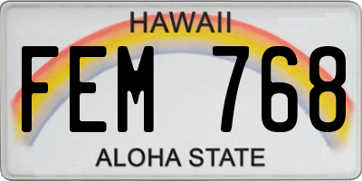 HI license plate FEM768