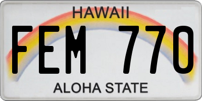 HI license plate FEM770