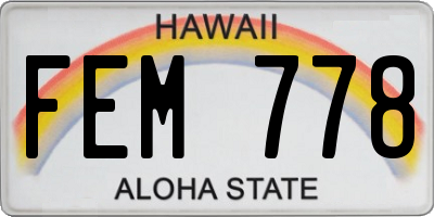 HI license plate FEM778