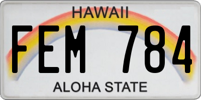 HI license plate FEM784
