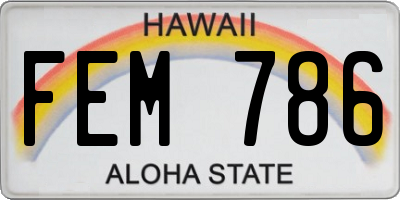 HI license plate FEM786
