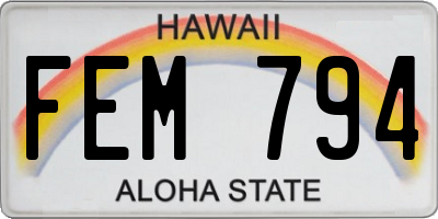 HI license plate FEM794