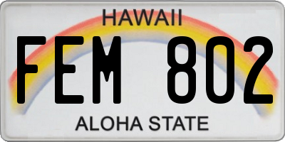 HI license plate FEM802