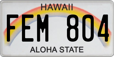 HI license plate FEM804