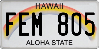 HI license plate FEM805