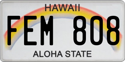 HI license plate FEM808