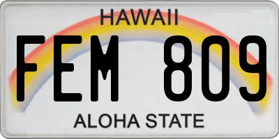 HI license plate FEM809
