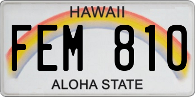 HI license plate FEM810