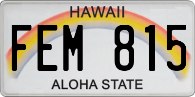 HI license plate FEM815