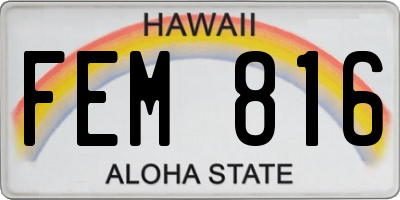 HI license plate FEM816