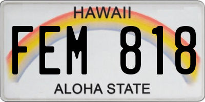 HI license plate FEM818
