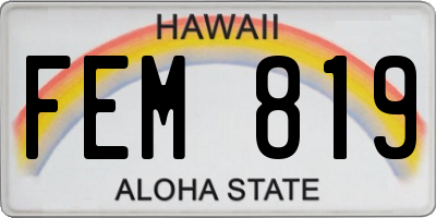 HI license plate FEM819