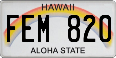 HI license plate FEM820