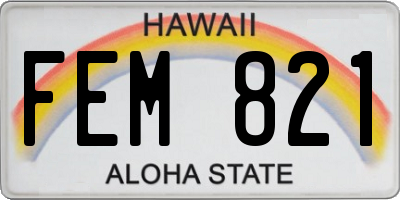 HI license plate FEM821