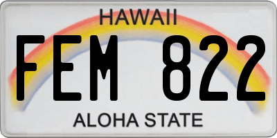 HI license plate FEM822