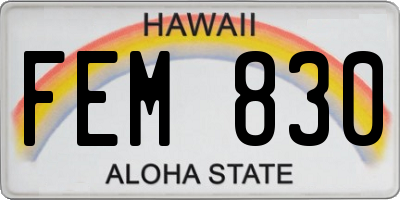 HI license plate FEM830