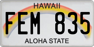 HI license plate FEM835