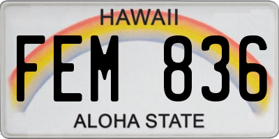 HI license plate FEM836