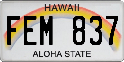 HI license plate FEM837