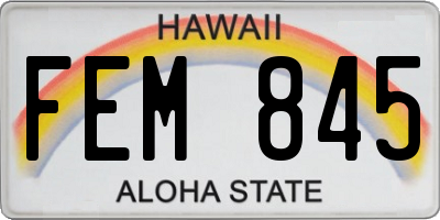HI license plate FEM845