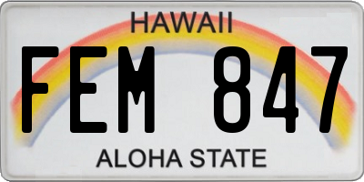 HI license plate FEM847
