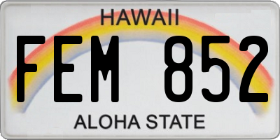 HI license plate FEM852